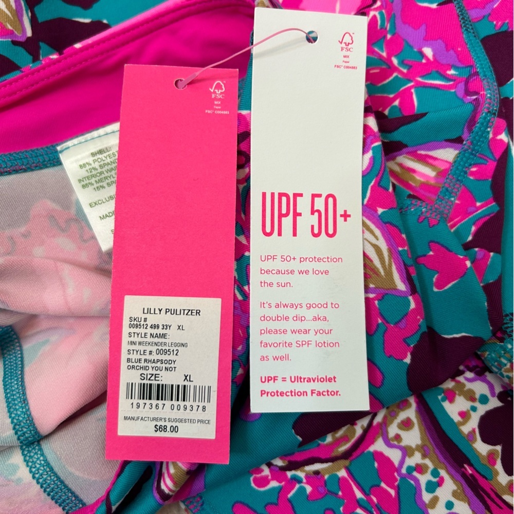 NWT Lilly Pulitzer Luxletic Floral Print Leggings Size XL 12/14 Outdoors Spring - Picture 5 of 10